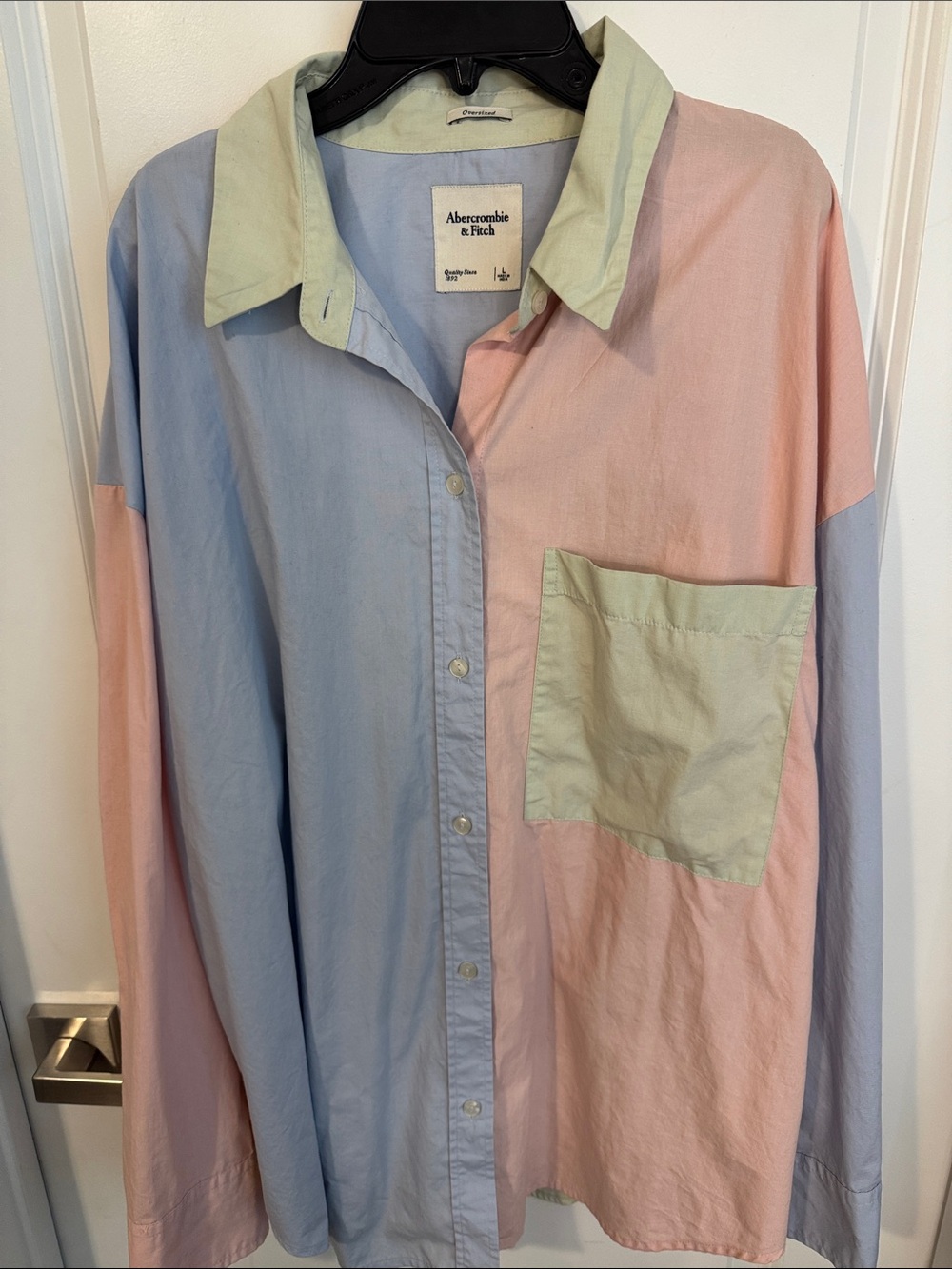 Abercrombie & Fitch Pastel Colorblock Long-Sleeve Shirt